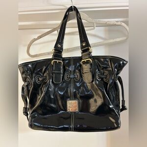 Dooney & Bourke Black Patent Leather Chiara Satchel Tote